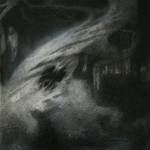 horror, ghost, scary, charcoal, drawing, dark fantasy, M.R James, barlow forest, the demon tree